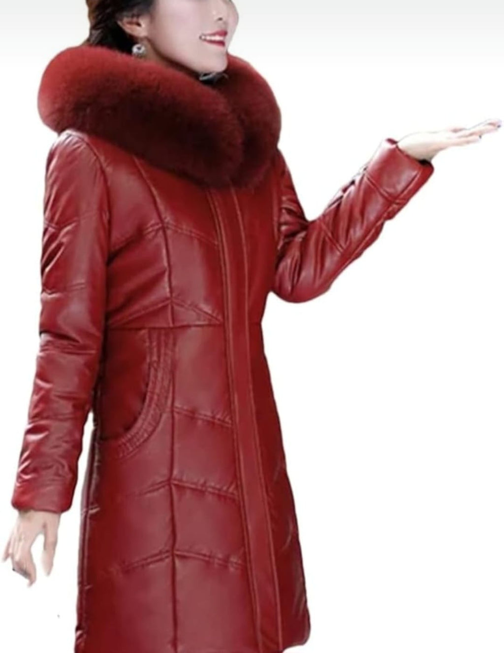 Chaqueta de Cuero Para Mujer -Abrigo Grueso y Calido