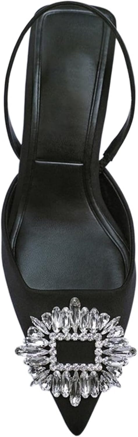 Zapatos de tacón alto Tacones Altos Diamond Kitten Zapatos de tacón alto para mujer con punta afilada y tiras cruzadas con pedrería Zapatos de tacón bajo de ante para mujer para verano (39 EU)