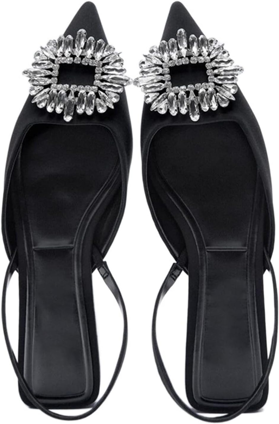 Zapatos de tacón alto Tacones Altos Diamond Kitten Zapatos de tacón alto para mujer con punta afilada y tiras cruzadas con pedrería Zapatos de tacón bajo de ante para mujer para verano (39 EU)