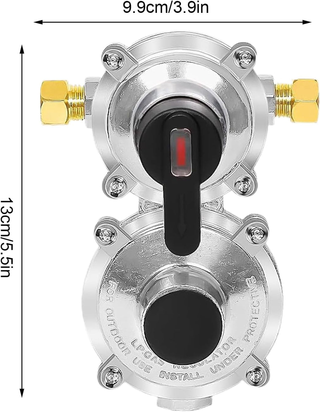 Regulador De Propano Con Cambio Automático - Regulador de Tanque de Propano con Manguera de 46 cm,Adaptador De Doble Etapa Con Cambio Automático Y Manómetro Para Parrillas, Casas Rodantes Y Remolques