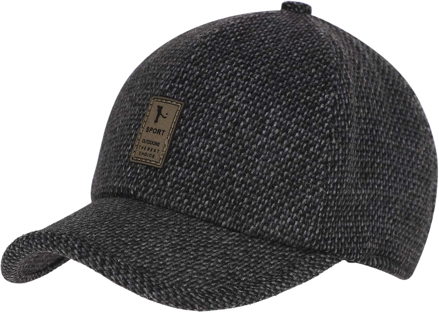 MioCloth Gorra de béisbol de invierno Earflap Brim ajustado para hombres al aire libre grueso cálido sombrero de cadete