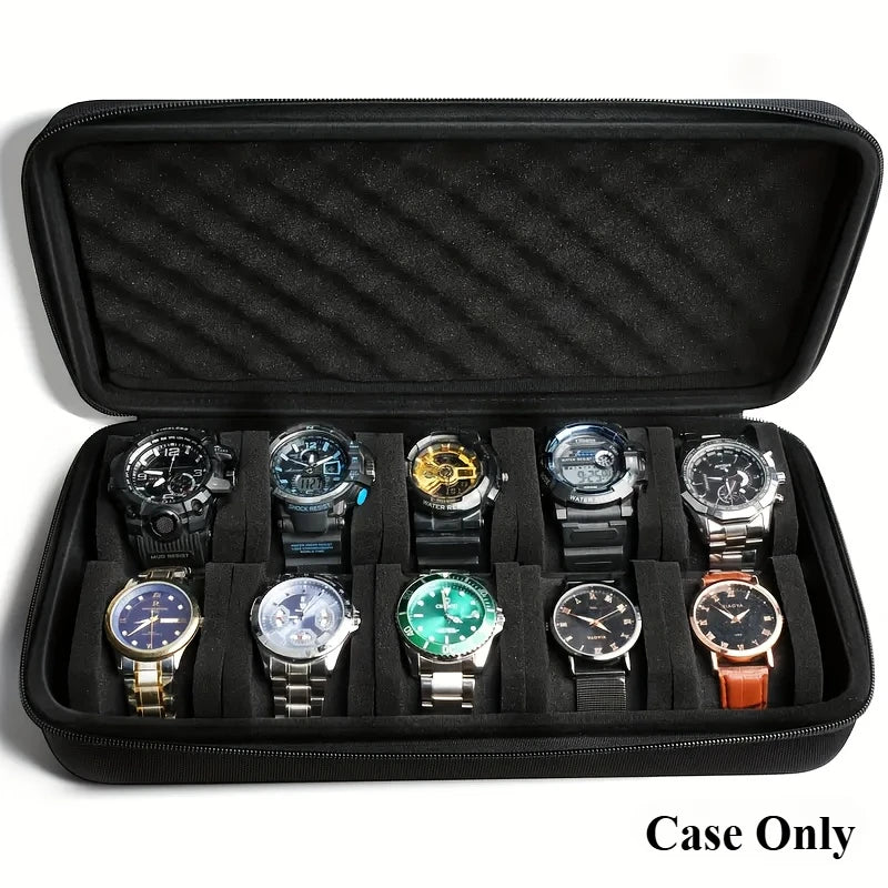 10 Slots Hard Shell Watch Storage Box, Carry Case, Display Organizer, Watch Box Holder Display Cabinet, Ideal for Gifts