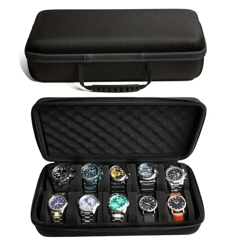 10 Slots Hard Shell Watch Storage Box, Carry Case, Display Organizer, Watch Box Holder Display Cabinet, Ideal for Gifts