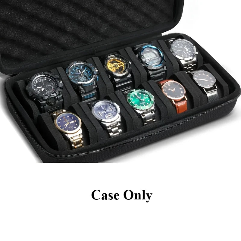 10 Slots Hard Shell Watch Storage Box, Carry Case, Display Organizer, Watch Box Holder Display Cabinet, Ideal for Gifts
