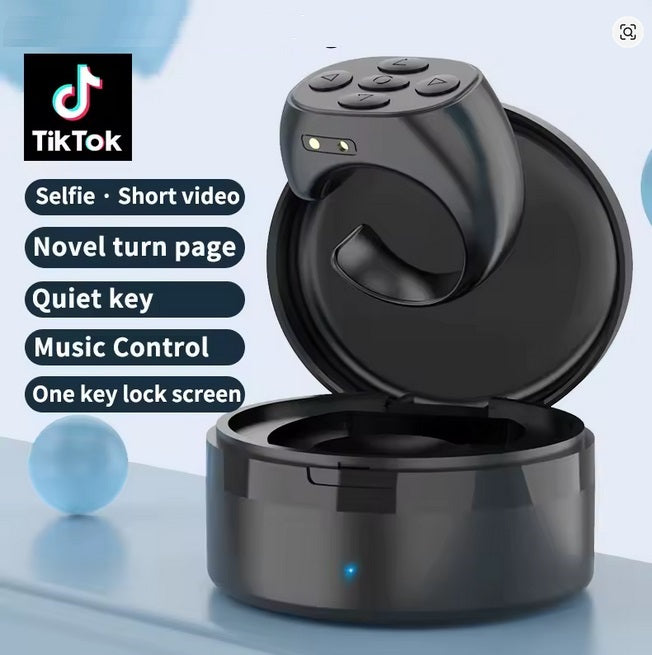 Anillo de control remoto Tiktok Fingertip Bluetooth Novelas Cómics Pasador de páginas Controlador de aplicaciones musicales Obturador de cámara selfie para iPhone y Android