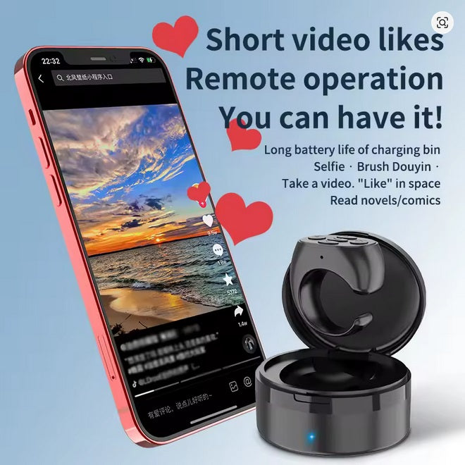 Anillo de control remoto Tiktok Fingertip Bluetooth Novelas Cómics Pasador de páginas Controlador de aplicaciones musicales Obturador de cámara selfie para iPhone y Android