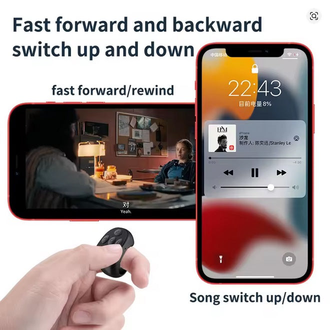 Anillo de control remoto Tiktok Fingertip Bluetooth Novelas Cómics Pasador de páginas Controlador de aplicaciones musicales Obturador de cámara selfie para iPhone y Android