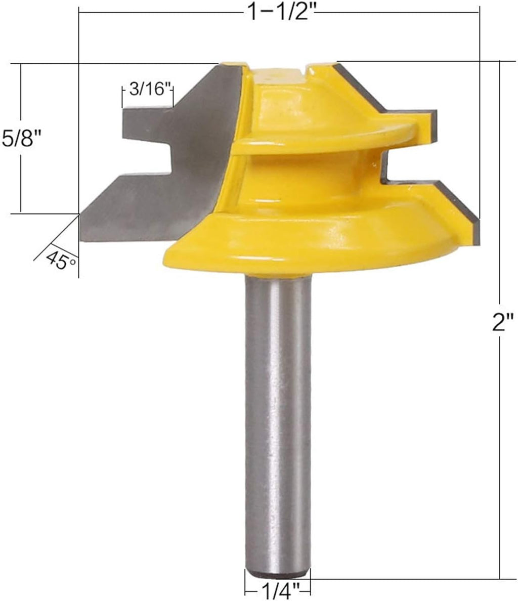 Zxxin-Broca de Fresa, 1 unids 45 Grados Lock Mitre Router bit 8 Pulgadas Shank Woodworking Teneron Fresing Cutter Tool Talfing Fresing, Accesorios