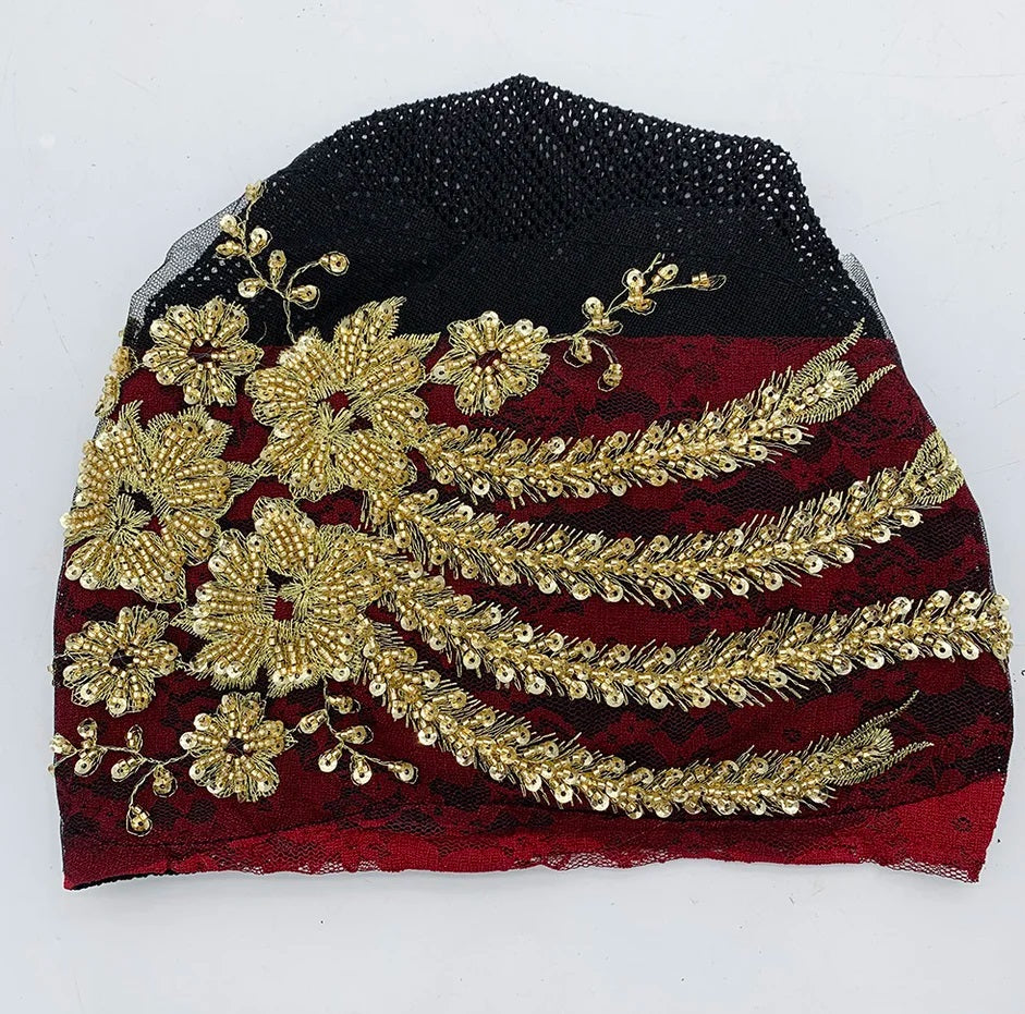 Gorro de Turbante con cuentas de Fénix para Mujer, gorro musulmán de malla debajo de la bufanda, gorro para envolver la cabeza, Turbante para Mujer, gorro para el pelo contra el cáncer,
