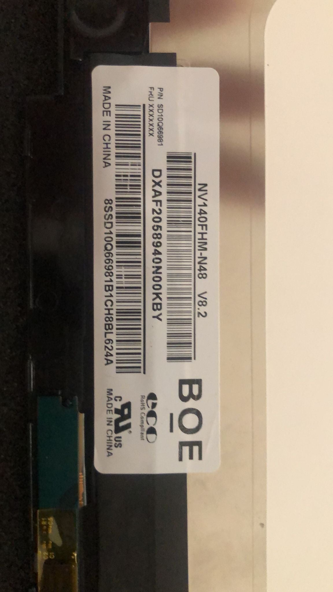 Unidad de pantalla tactil 14.0 pulgadas (HD 1366x768) negra original para HP