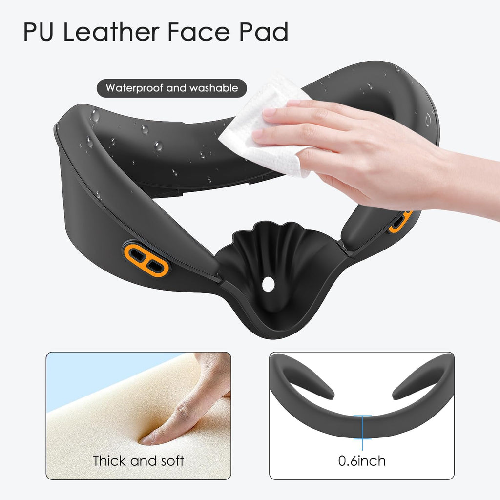 Almohadilla facial compatible con Quest 3S/3S Xbox Edition, recambio para almohadilla facial, con almohadilla de PU y almohadilla facial transpirable de algodón y seda helada (PU + seda helada)