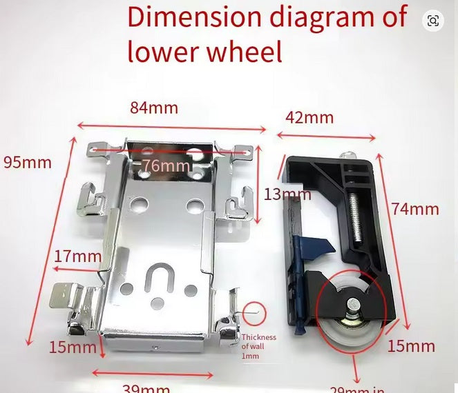 Polea de puerta corredera de armario antiguo, corredor de rueda, armario, puerta móvil, polea inferior, corredor de rodillo de rueda inferior