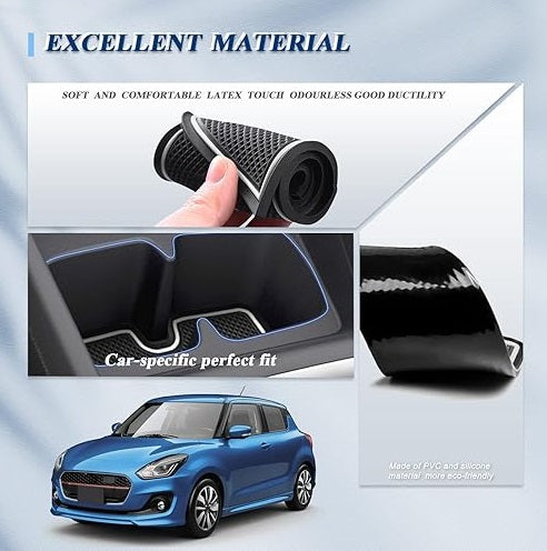 BIBIBO 12 Alfombrillas de Goma Antideslizantes compatibles con Suzuki Swift Sport/Hybrid 2017-2022, Alfombrillas Antideslizantes para reposabrazos para Soporte de Bebidas, decoración Interior del