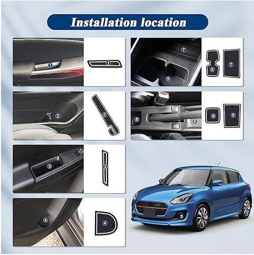 BIBIBO 12 Alfombrillas de Goma Antideslizantes compatibles con Suzuki Swift Sport/Hybrid 2017-2022, Alfombrillas Antideslizantes para reposabrazos para Soporte de Bebidas, decoración Interior del