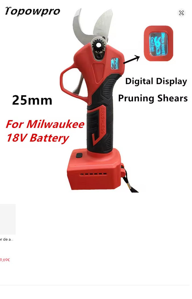 Tijeras de podar eléctricas sin escobillas para Milwaukee, batería de 18V, 25mm, tijeras inalámbricas, herramienta de jardín para árboles frutales, bonsái