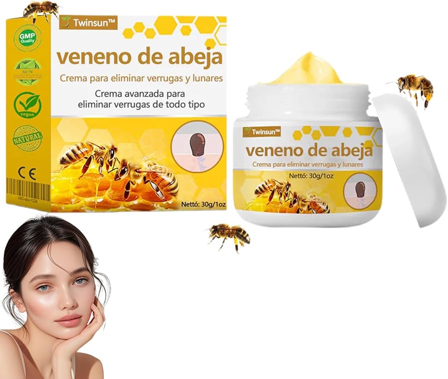 Crema para el tratamiento de lunares y verrugas con veneno de abeja